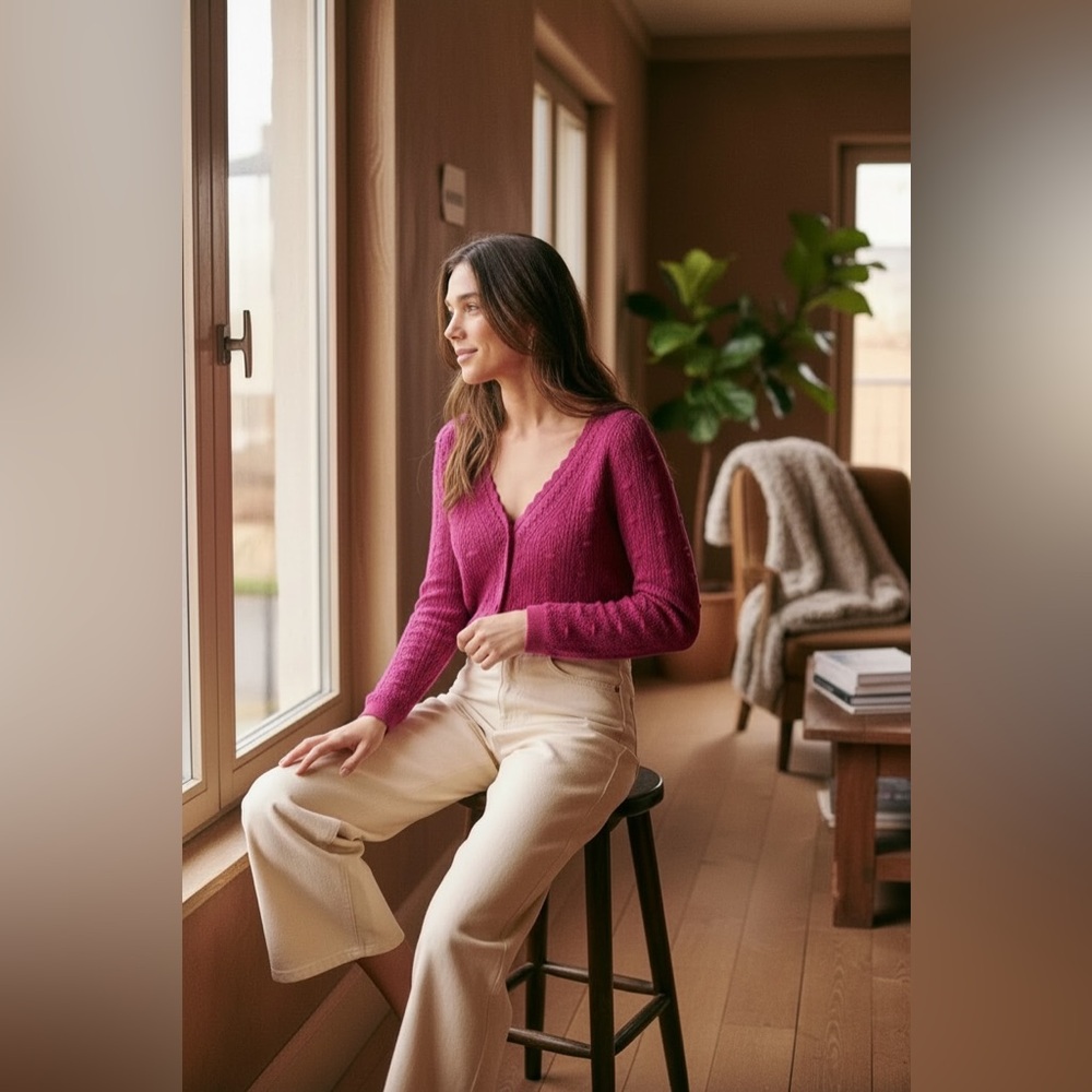 Sézane Saja Cardigan in Magenta | M - Picture 7 of 8